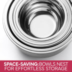 COOK WITH COLOR Stainless Steel Mixing Bowls Set with Lids - Nesting Bowls with Non-Slip Bottom, Rose, 12 Pieces