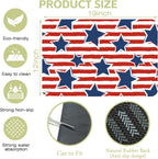 Dish Drying Mat Watercolor Blue Star Red Stripes Kitchen Mat 12"x19" Bsorbent Coffee Maker Mat for Dishes,Utensils Coffee Maker Pots and Pans Easy Clean Dish Slip Resistant Pad