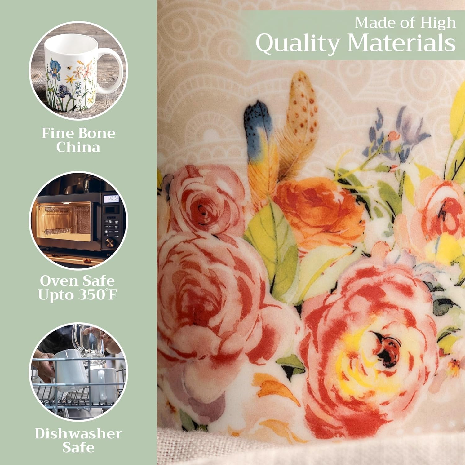 Maison d' Hermine Coffee Mug with Handles Fine Bone China Mugs Pack of Two Tea Cups for Hot Beverages Cappuccino Latte Home Restaurant Office Perfect for Gift (Ibiza - Beige, 15 Ounce)