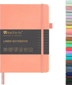 &And Per Se Lined Journal Notebook, 160 Pages, A5 5.7 x 8 inches College Ruled Thick Paper Notebook Journals for Writing, Hardcover Notebooks for Women Men Office School (1 Pack, Peach)
