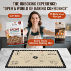 Silicone Baking Mat with 10 Recipes, Extra Thick Silicone Mats for Baking, Non Stick Pastry Mat,Reusable kneading Dough Rolling Mat for Cookie, Macaron, Bread, Pizza