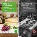 Large Stone Dish Drying Mats for Kitchen Counter, 24"×16", Collapsible quick dry stone mat kitchen, Eco-Friendly, Absorbent Diatomaceous Earth Mats for Dishes Bottles Cups, Match Any Countertop