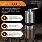 Manual Coffee Grinder with 6 Adjustable Coarseness Settings, Hand Crank Coffee Mill with Ceramic Burr for Espresso Beans, French Press, Pour Over, Drip Coffee – Rustproof, Non-Dulling