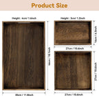 Rustic Wooden Serving Trays with Handle, Serving Platters, Charcuterie Board Set of 3 Nesting Food Trays for Serving Food, Home Decor/Breakfast/Coffee Table/Butler/Ottoman/Bed Tray