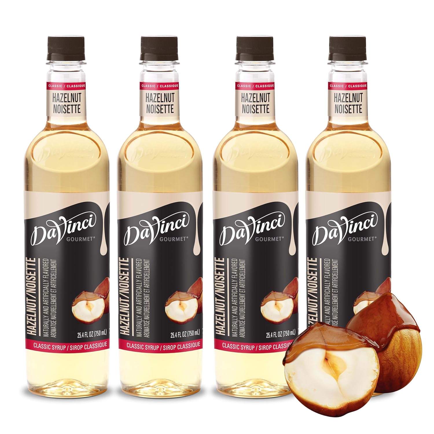 DaVinci Gourmet Classic Original Hazelnut Syrup, 25.4 Fluid Ounces (Pack of 4)