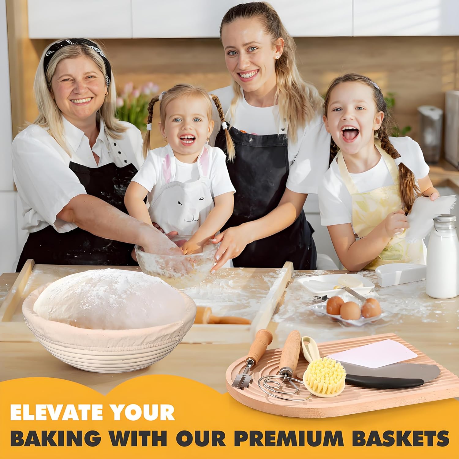 Banneton Bread Proofing Basket,9 Inch Round Banneton Basket, Sourdough Bread Baking Supplies with Cloth Liners for Making Beautiful Bread