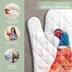 Maison d' Hermine Oven Gloves 100% Cotton Oven Mitt 7" x 13" with Loop Heat Resistant, BBQ, Cooking Gloves, Baking, Grilling, Kitchen, Handling Hot Pans (Pack of 1, Faisan D'Automne)