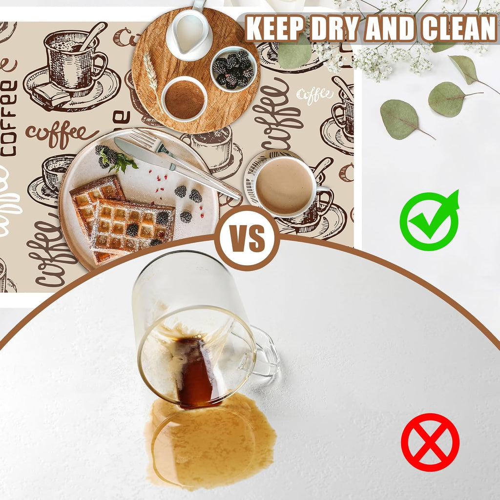Coffee Cup Dish Drying Mat Cute Doodle Coffee Bar Mat for Countertop Absorbent Rubber Backed Hide Stain Dish Drainer Rack Pad Espresso Machine Dining Room Decoration 15.7 x 23.6 Inch