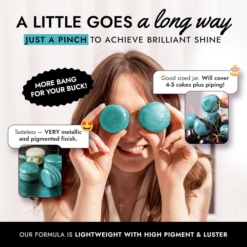 MONÉGASQUE Teal Blue Edible Glitter for Drinks 15g – Halloween Edible Glitter for Cakes & Cocktails – Cocktail, Cake, & Cupcake Luster Dust Spray – Teal Food Coloring & Drink Decorations Sprinkles