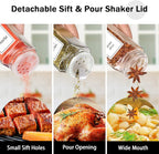 Aliggbent Spice Jars with Lable, 48 Pcs 4 oz Glass Spice Jars with Bamboo Lids, Spice Containers Bottles, Glass Seasoning Jars with Shaker Lids, Collapsible Funnel, for Spice Racks, Pantry,Cupboard