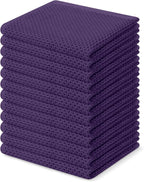 Homaxy 100% Cotton Waffle Weave Kitchen Dish Cloths, Ultra Soft Absorbent Quick Drying Dish Towels, 12 x 12 Inches, 12-Pack, Eggplant