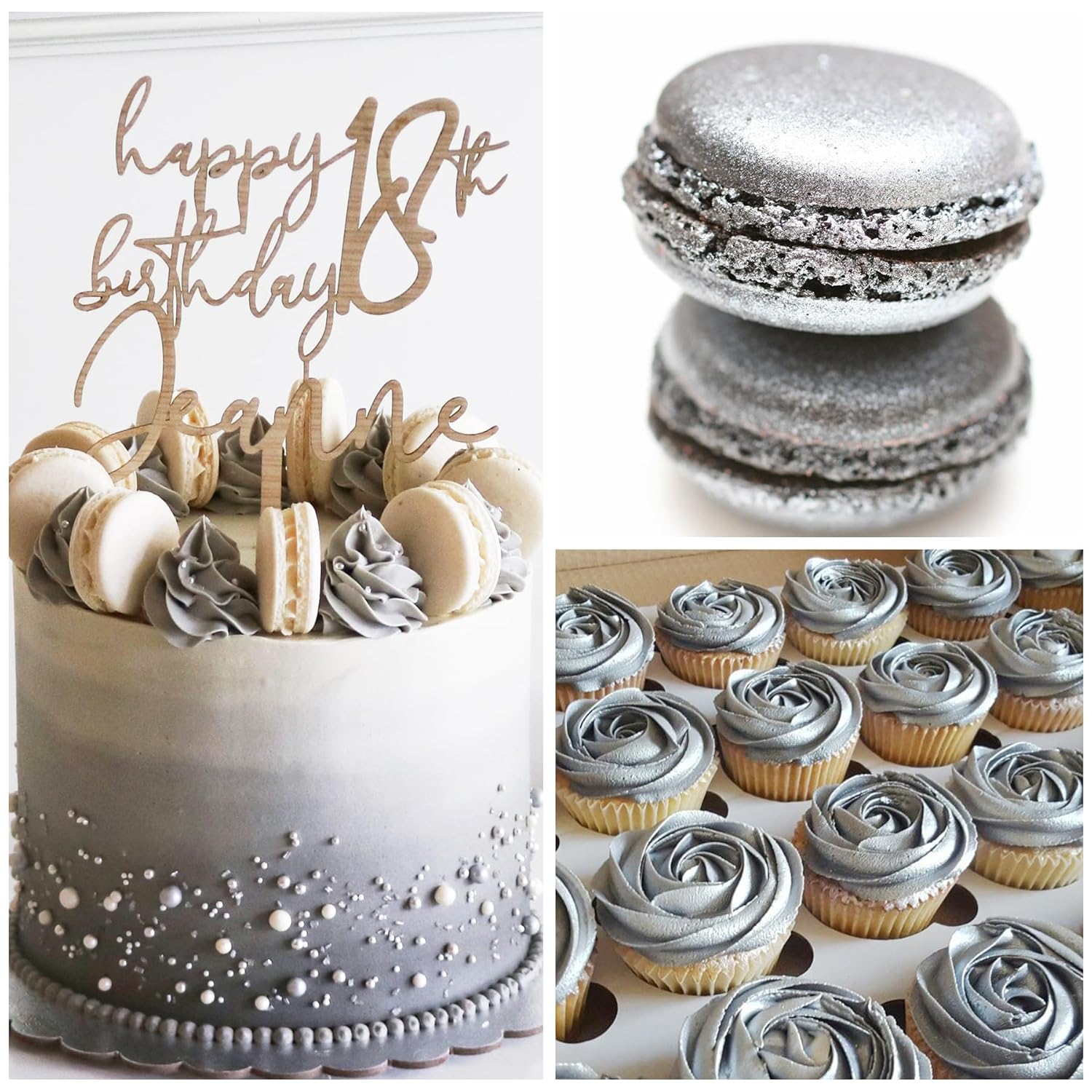 Edible Glitter - 30g Edible Luster Dust Metallic Food Grade Coloring Glitter for Drinks, Baking, Cake Decorating - Edible Dust Powder Shimmer Sprinkle Powder for Icing, Wine, Chocolate, Candy (Silver)