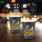 Smygoods Disposable Coffee Cups, To Go Paper Hot Cups, Coffee O'Clock Design (12 OZ, 50 Count) For Hot Beverages, Coffee, Tea, Espresso, Cocoa - Vasos Para Cafe