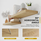 40 Inch Floating Shelves, 9.3" Deep Floating Shelf Wall Mounted, 40" Wall Shelves, Rustic Deep Bookshelf, Large Display Shelves & Storage Shelves for Bedroom, Living Room, Oak, Set of 2