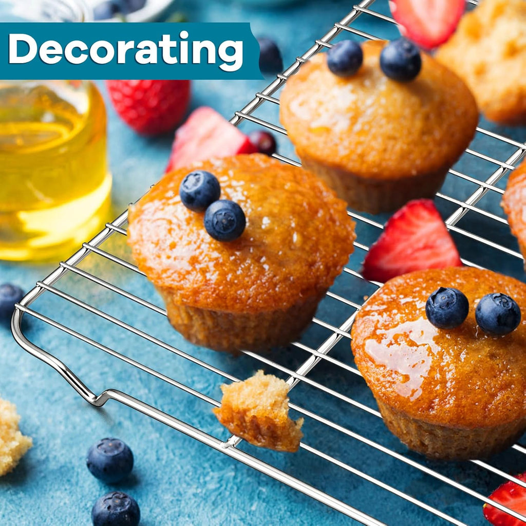 Baking Cooling Rack Set of 3, P&P CHEF Stainless Steel Cooking Roasting Drying Wire Racks, 16.6” x 11.6” Inches to Fit Half Sheet Pan, Non-toxic & Durable, Oven & Dishwasher Safe