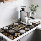 17"x 32" Coffee Bar Mat, Gingham Absorbent Dish Drying Mat Cuttable Hide Stain Draining Table Pad for Kitchen Counter, Coffee Bar Accessories