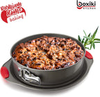 Boxiki Kitchen 10 Inch Nonstick Springform Pan, Professional Spring Form and Cheesecake Baking Mold, Leakproof Cake Pan with Silicone Handles