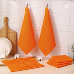 Kitinjoy 100% Cotton Kitchen Dish Cloths, 12 Pack Waffle Weave Ultra Soft Absorbent Dish Towels for Drying Dishes Quick Drying Kitchen Towels Dish Rags, 12 X 12Inch, Orange