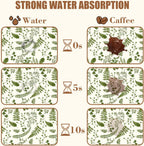 Green Leaf Coffee Mat Herb Dish Drying Mat for Kitchen Counter Hide Stain Rubber Backed Absorbent Coffee Bar Accessories Fit Under Espresso Machine, 15.7 x 23.6 Inch