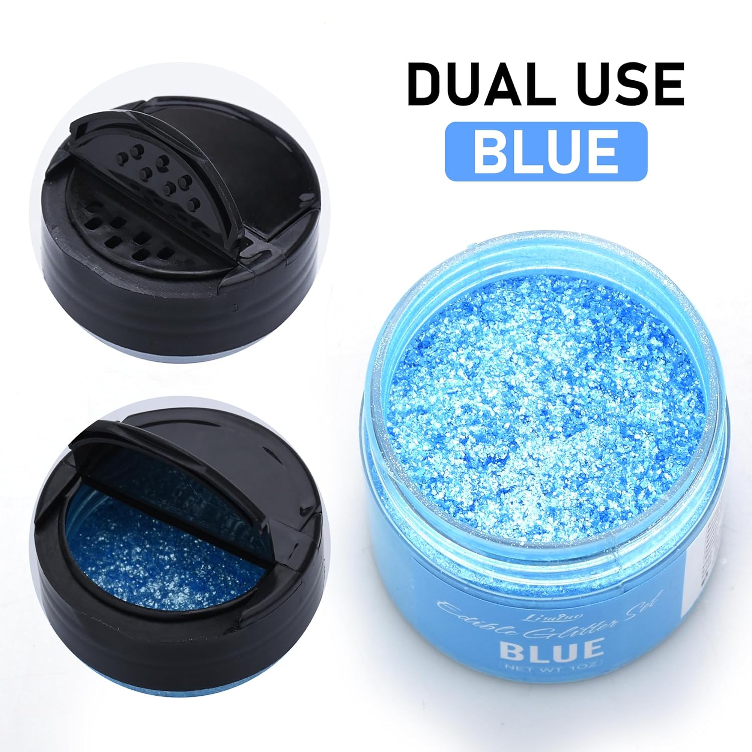 Edible Glitter - 30g Edible Luster Dust Metallic Food Grade Coloring Glitter for Drinks, Cake Decorating, Baking - Edible Dust Powder Shimmer Sprinkle Powder for Icing, Cocktail, Wine, Candy (Blue)