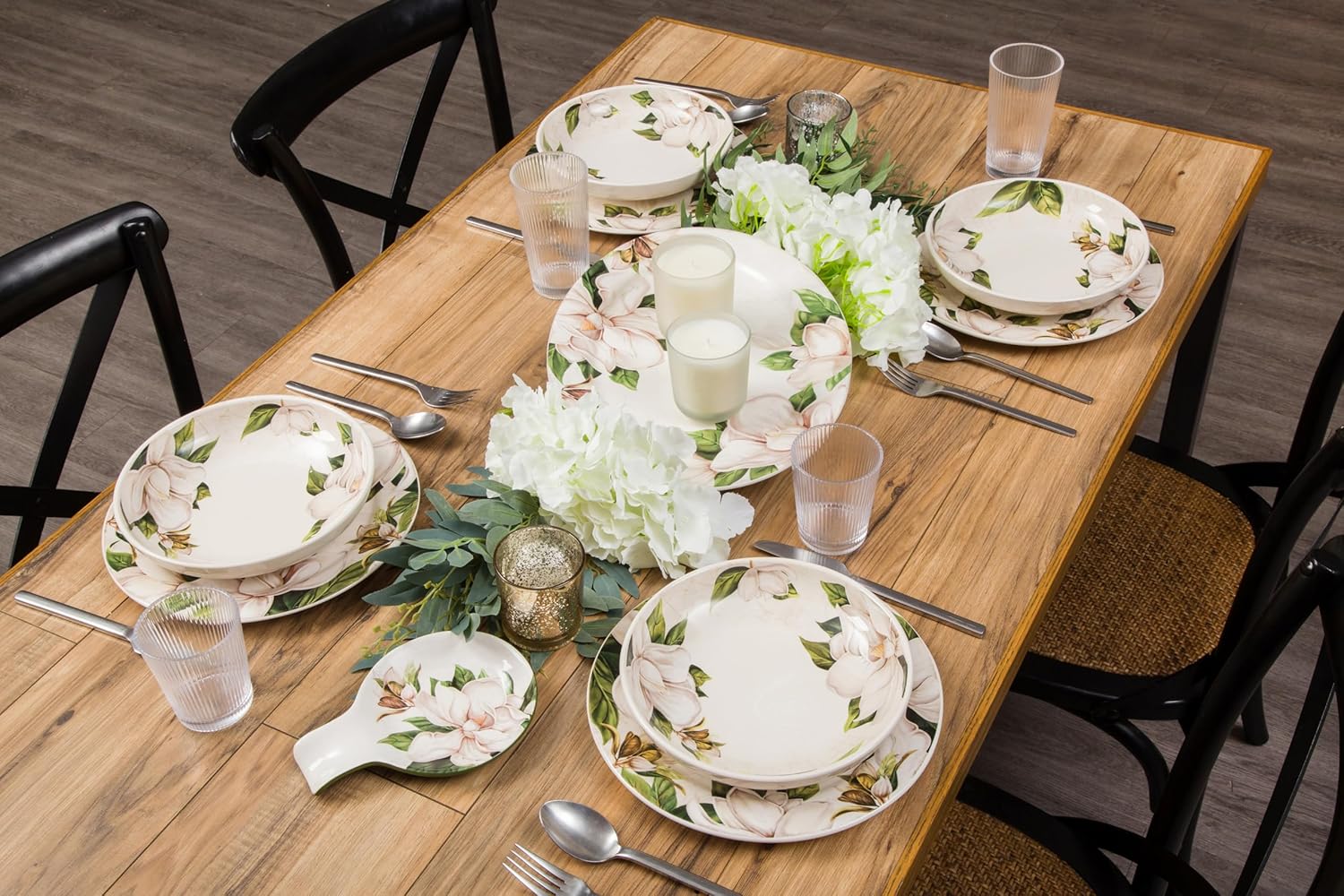 Bico Magnolia Floral Ceramic 16 inch Oval Platter, Microwave & Dishwasher Safe