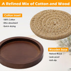 Mckanti 5 Pack Wooden Coasters with Holder for Coffee Table Decor, Absorbent for Kinds of Cups, 4.3 Inches