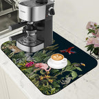 Jungle Animals Coffee Mat Tropical Dish Drying Mat for Kitchen Counter Absorbent Hide Stain Rubber Backed Coffee Bar Accessories Fit Under Espresso Machine Cafe Decor, 11.8 x 19.7 Inch