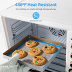 446ºF Heat Resistant Macaron Mat: U-Taste 11x11in Non Stick Silicone Baking Mat, Reusable Cookies Pastry Sheet Liner with Edge Enhancement & Circle Measurement for Square Cake Pan (2 PCS, Light Blue)