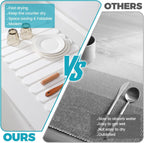 Extral Large Quick Dry Stone Drying Mat for Kitchen Counter,28"(L)x16"(W) Collapsible Eco-Friendly Absorbent Diatomaceous Earth Mat for Dishes Cups,Dish Drying Mats (White-Ellipse, 28x16 inch)