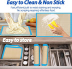 UBeesize 3 Pack Silicone Baking Mats, Non-Stick Oven Liners, Reusable Food Safe Cookie Sheets For Baking, Warp Resistant & Heavy Duty Bakeware Mat For Making Macaroon, Pizza, Cookie, Pastry, Bread