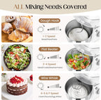 800W Stand Mixer with 5.3QT Bowl, 6-Speed with Pulse Electric Kitchen Mixer, Food Mixer with Dough Hook, Whisk, Beater Tilt-Head & Non-Slip Base for Cookie, Cake, Bread & Baking-White