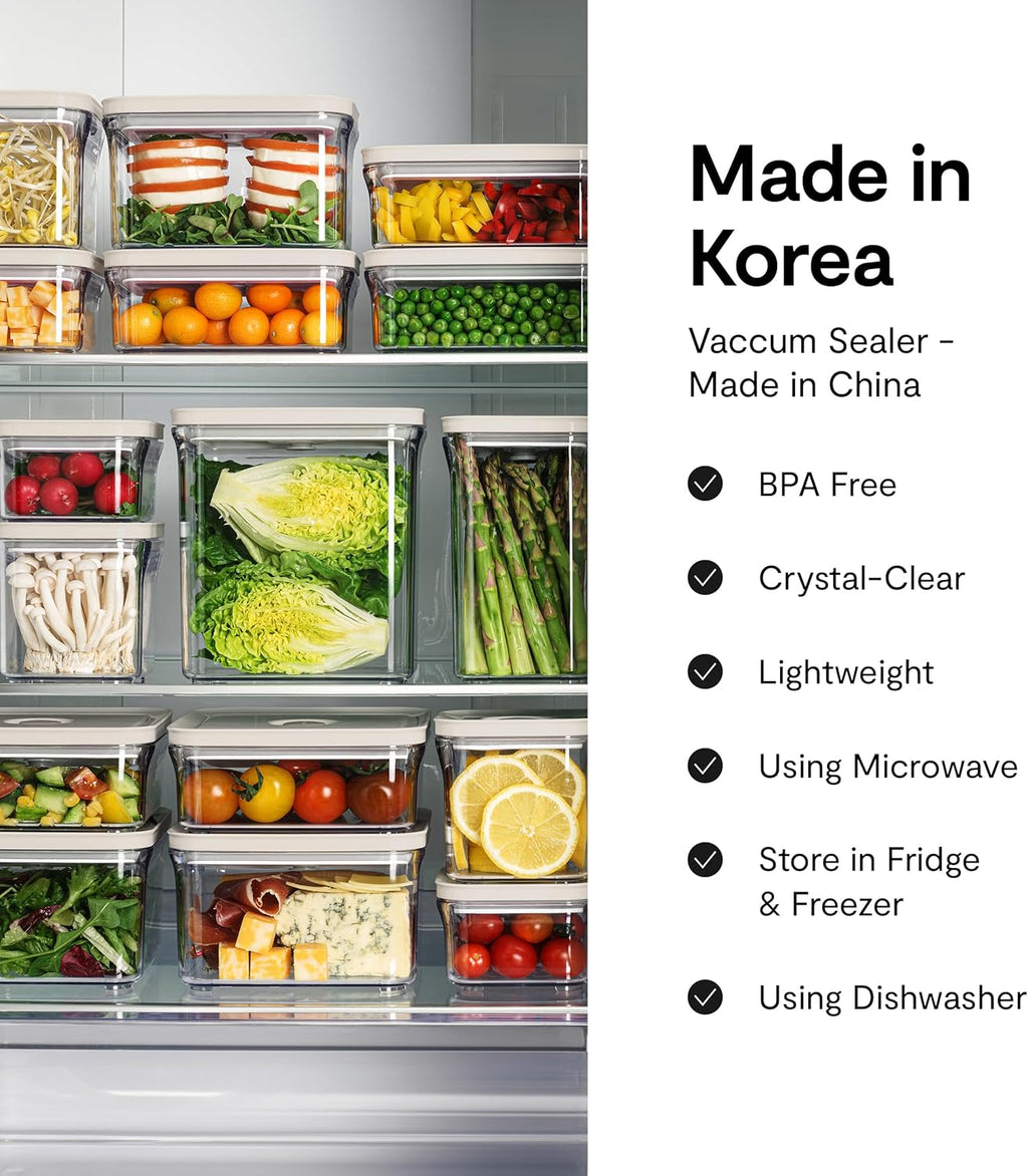 Premium Airtight Food Storage Container. Special Edition Mercury Color 8P/Set. 7pcs Container and Vacuum Sealer. Patented Double Silicone Lining, 100% Leak Proof, BPA-FREE