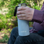 London Sip 25 oz Multi-Purpose Tea Infuser Mug – Fruit Infuser Water Bottle for Hot and Cold – Double Wall Stainless Steel Insulated, Blue Sunrise