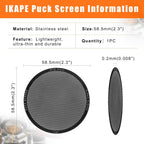 IKAPE 58.5mm Espresso Puck Screen, 0.2mm Thickness, Reusable Metal Ultra-thin & Ultra-light Coffee Filters, Food-grade 316 Stainless Steel Coffee Puck Screen for Espresso Baristas(black)