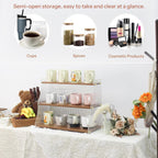 Coffee Mug Holder Wooden Cup Station Organizer 3 Tier Cup Holder for Coffee Bar Mug Display Rack for Countertop Mug Holder Shelf for Home Kitchen Trapezium-Nutbrown