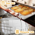 P&P CHEF 17.5 Inch Stainless Steel Baking Sheet with Rack Set (2 Pans+ 2 Racks), Cookie Sheets Baking Trays and Cooling Wire Racks, Oven & Dishwasher Safe, Pans with Flat Racks