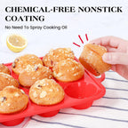 1 Pc Silicone Muffin Pan for Baking with Metal Frame, Nonstick 12 Cup Regular Size Cupcake Pan, Silicone Muffin Tray for Egg Bites (Red)