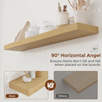 Heimlove 48 Inch Floating Shelves for Wall 8 Inch Deep Oak Shelves Set of 2,Wall Mounted Rustic Wood Long Floating Shelf，Large Display & Storage Shelf with Invisible Brackets