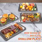 Grilling Prep and Serve Trays, Set of 2 Stackable Stainless Steel BBQ Trays Marinating Tray Serving Platter for Plating Food BBQ Prep Tub for Marinating Meats, Grill Accessories