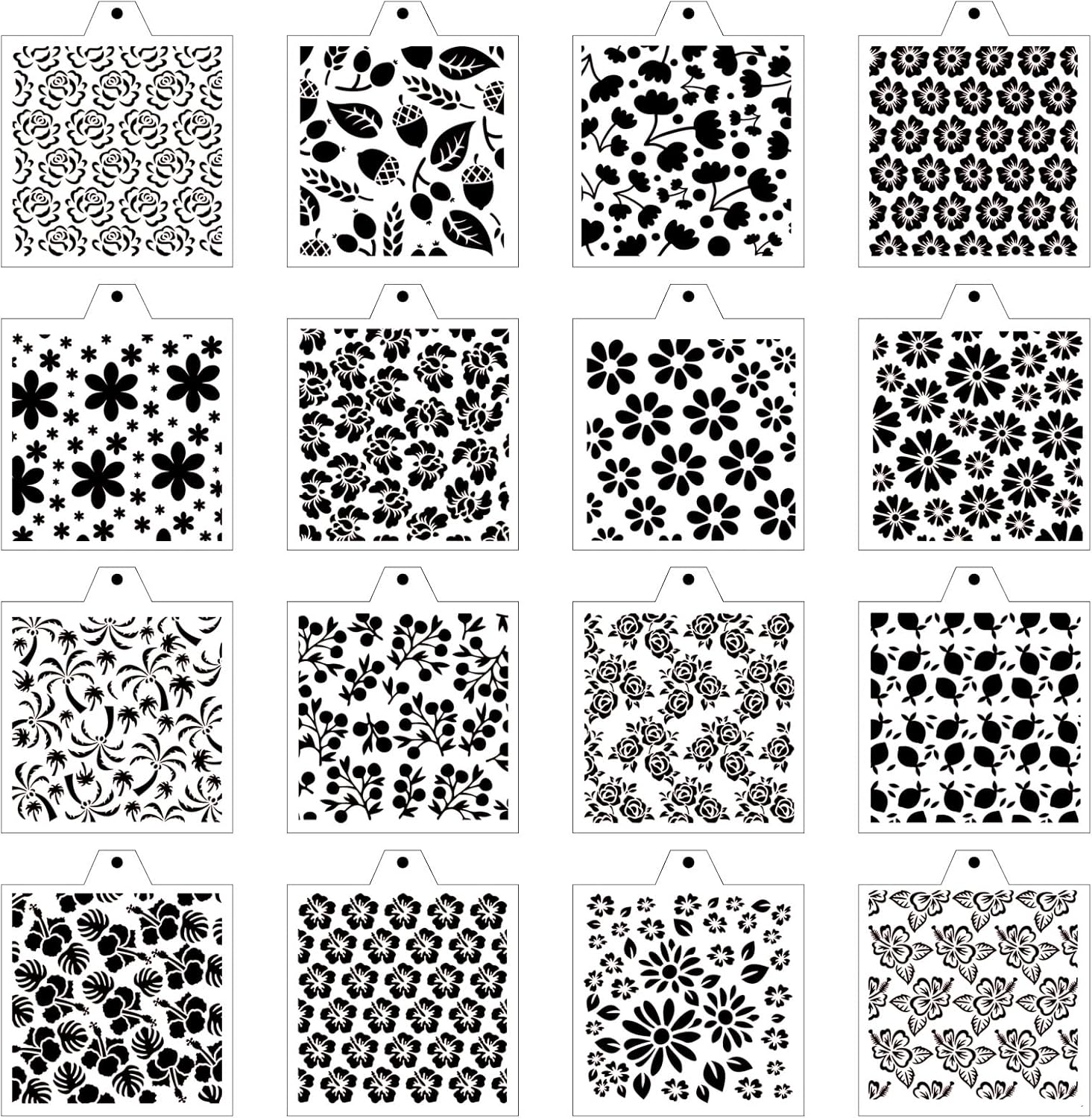 Stencil Genie 16 Pcs 5.5x5.5in Baking Stencils for Royal Icing, Airbrush; Sugar Cookies; Craft Painting