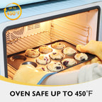 HONGBAKE Mini Muffin Top Pan for Baking, Premium 12 Cavity Small Whoopie Pie Pan, Nonstick Yorkshire Pudding Pan for Pansuffin, Moon Pie, Cookies, Dishwasher Safe and Easy to Clean