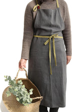 HANEE Kitchen Apron for Women & Men (9 Colors) Linen Cooking Aprons with pocket