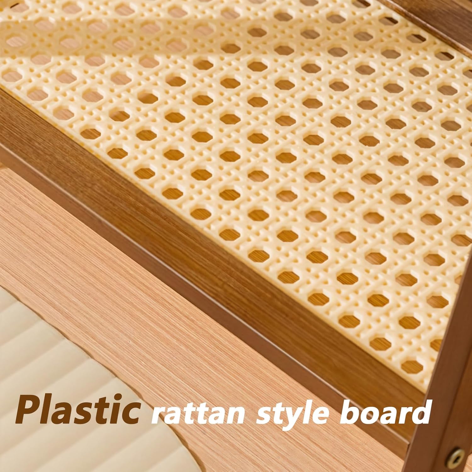 Wicker-Look Coffee Station Organizer, Bamboo Mug Holder Countertop, Kitchen Counter Shelf for Tea Coffee Bar Accessories, Matcha Stand, Cup Display, Condiment Storage Rack, 2 Tier, Brown