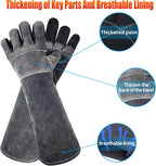 Long Welding Gloves 23.6 Inches 932℉,Heat/Fire Resistant Leather For Mig, Tig, Stick, Forge, BBQ, Grill, Fireplace