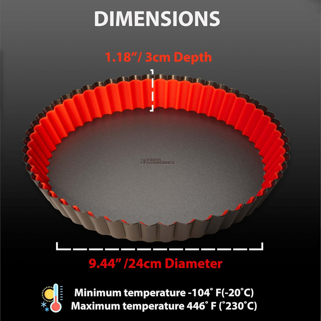 Fluted Tart Pan 9 inch Removable Bottom-Round Oreo Tart Pan with Crust Shaper Ring-Nonstick Carbon Steel Tart Molds for Baking, Fruit Tart, Pies & Quiche Baking Dish