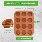 NutriChef 12-cup Copper Oven Muffin Pan, Non-Stick Coated Layer Surface, Even Heating Muffin Tray for Muffins, Cupcakes, Pastries & Mini Pies, Used for Model Number NCBSCC54