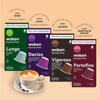 Woken Coffee Compostable Nespresso Pods Variety Pack - Dark and Medium Roast Italian Espresso Compostable Coffee Pods Compatible with Nespresso Machine (40 Pod Count, 4 Boxes)