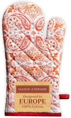 Maison d' Hermine Oven Gloves 100% Cotton Oven Mitt 7" x 13" with Loop Heat Resistant, BBQ, Cooking Gloves, Baking, Grilling, Kitchen, Handling Hot Pans (Pack of 1, Orient)