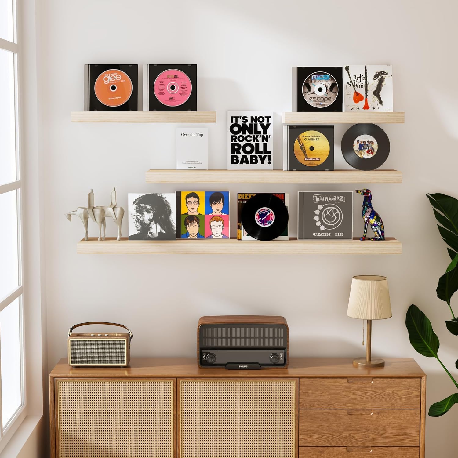 Vivelove Natural Wood Floating Shelves 48”，8 inch Deep Floating Shelf with Invisible Brackets, Unfinished Wall Shelves for Living Room, Bathroom, Kitchen, Bedroom, Home Decor, Set of 1 - Natural