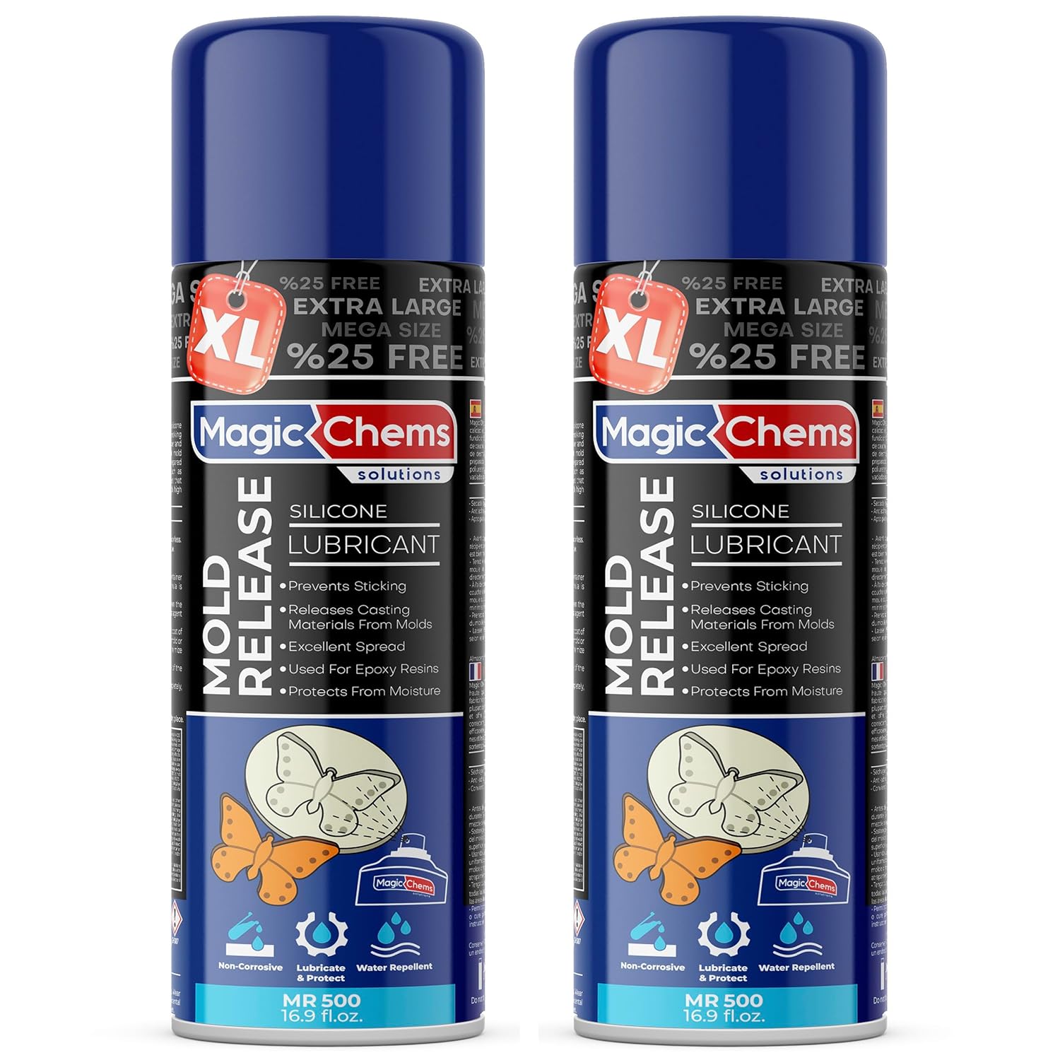 Silicone Mold Release Spray for Epoxy Resin (2 x 16.9 fl oz / 500ml) Mold Release Spray for Candle Making Releasing Agent for Silicone Molds (2 Pack Mega Size)